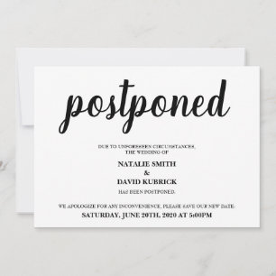 Change the Date Postponed Wedding Announcement