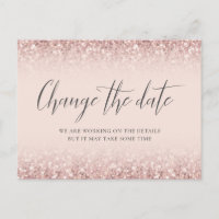 Change The Date Rose Gold Pink Glitter Bat Mitzvah
