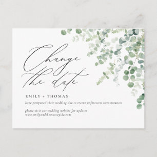 Change the Date Script Eucalyptus Watercolor Postcard