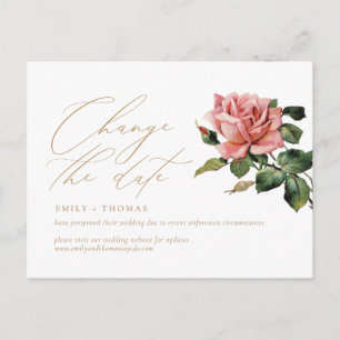 Change the Date Script Vintage Rose Gold Postcard