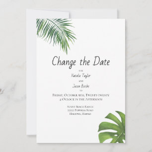 Change the Date Tropical Leaf Watercolor Save The Date