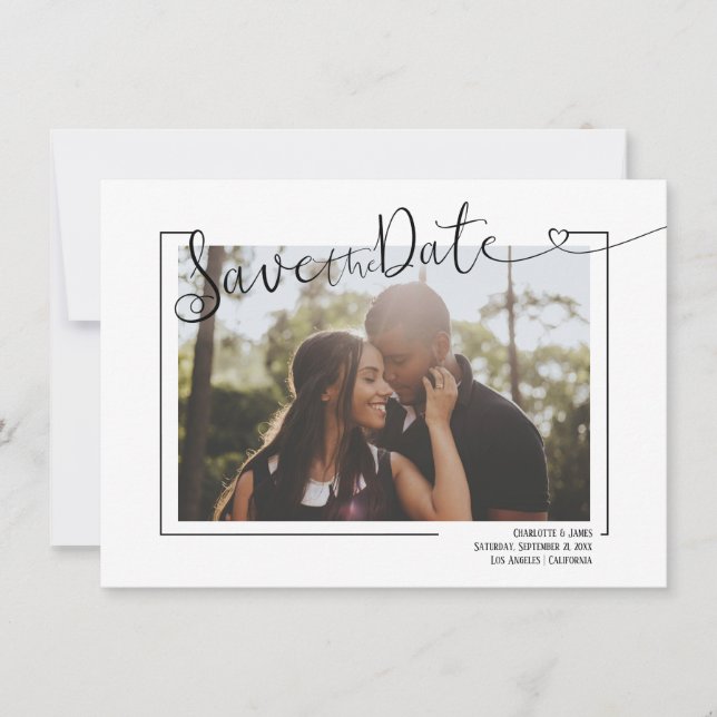Change The Date Typography Photo Wedding Holiday Card (Front)