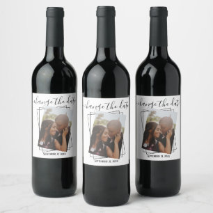 Change The Date Typography Photo Wedding Wine Label