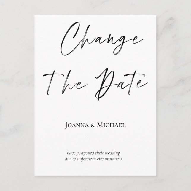 Change the Date Wedding Date Announcement Postcard (Front)