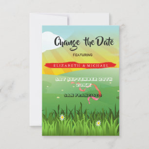 Change the Date Wedding Flower Music Festival Save The Date