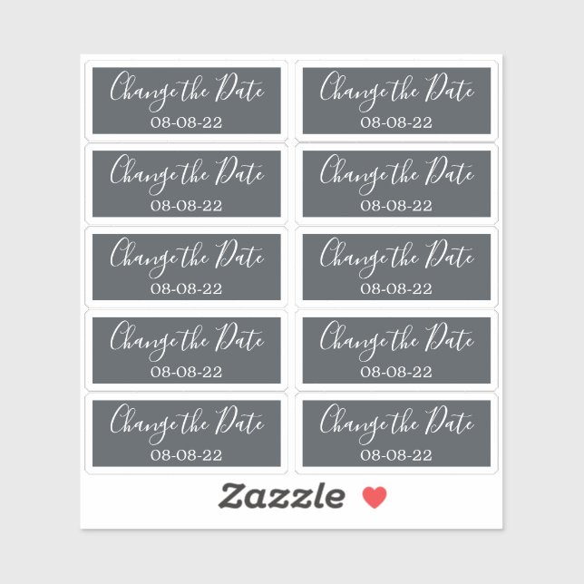 Change the Date Wedding Labels 0.8" x 2" Off-Black (Sheet)