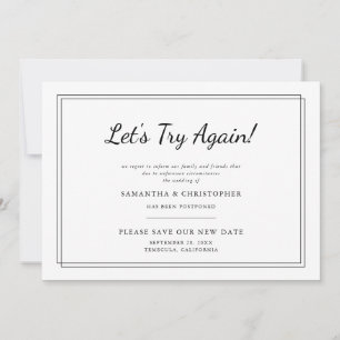 Change the Date Wedding Let's Try Again Photo Announcement
