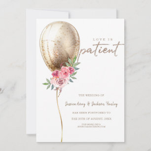 Change the Date Wedding Luxury Beige Balloon Announcement