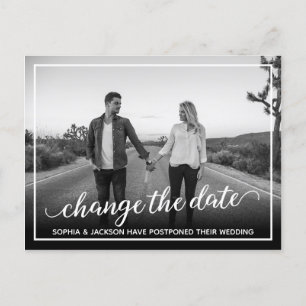 Change the Date Wedding Photo Announcement Postcard