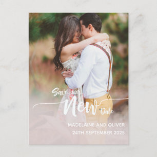 Change The Date Wedding Photo Overlay Postcard