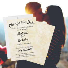 Change the Date Wedding Postponed Beige Parchment Save The Date
