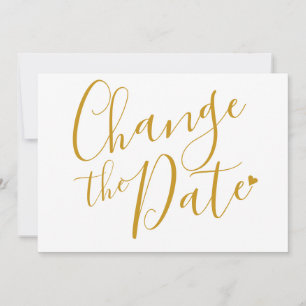 Change the Date Wedding Postponed Gold Script Invitation