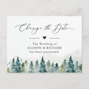 Change the Date Winter Forest Pine Trees Postponed Postcard