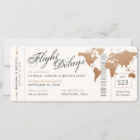 Change the Date World Map Boarding Ticket Wedding