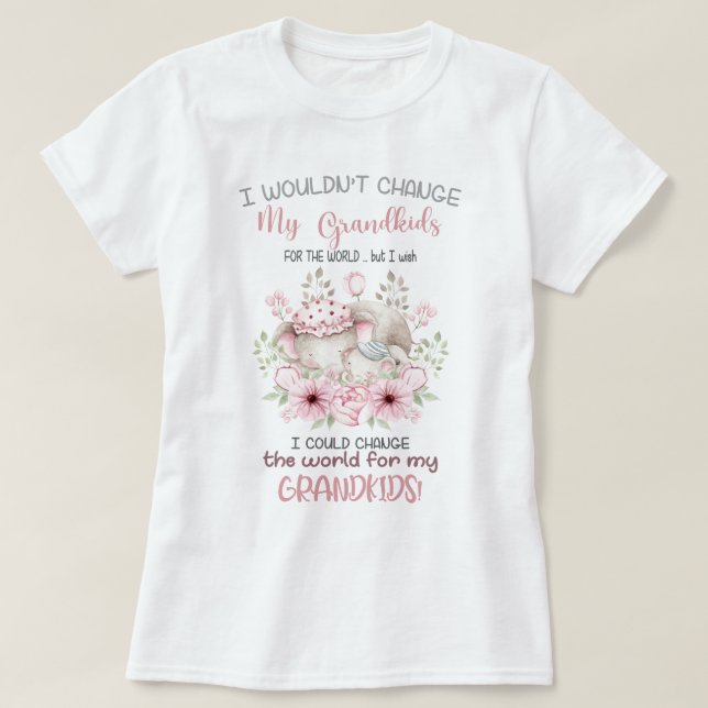 Change the World for My Grandkids Elephants  T-Shirt (Design Front)