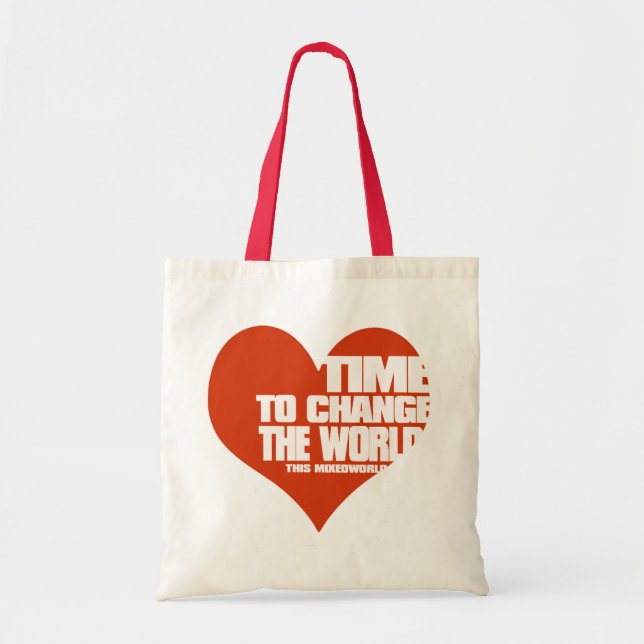 change the world, heart tote bag (Front)