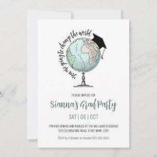 Change the World Simple Minimalist Graduation Invi Invitation