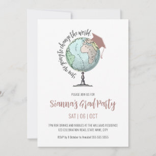 Change the World Simple Minimalist Graduation  Invitation