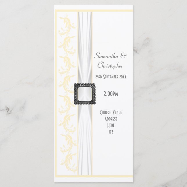 Change to any colour white church wedding program programme (Front)