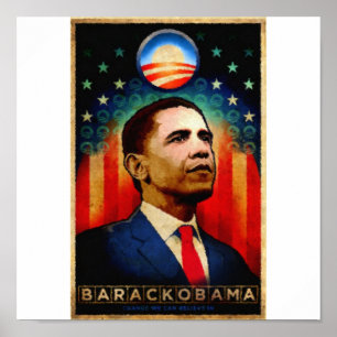 Change We Can Believe In Obama Watercolor Painting Poster