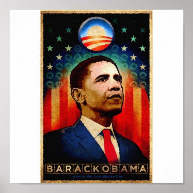 Change We Can Believe In Obama Watercolor Painting Poster (Front)