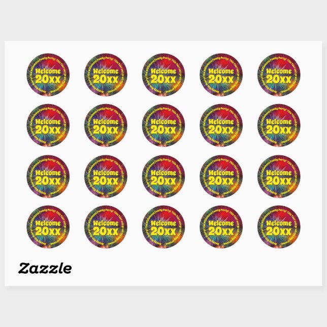 Change Year Edit Text Add Name New Year 20xx    Classic Round Sticker (Sheet)