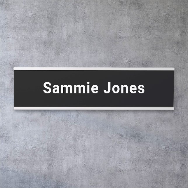 Changeable Black Name Plate for Office Door Custom (MISOOK Black Name Plate Minimalist)