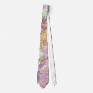 Changeable colour background crazy flowers tie