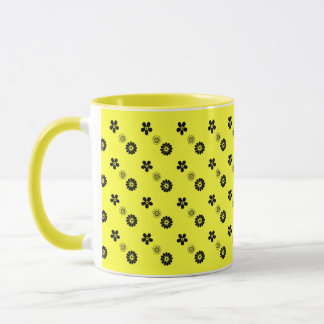 Changeable Colour background retro black floral mu Mug