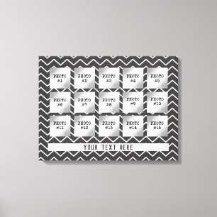 Changeable Grey & White Chevron, 15 Photo Collage Canvas Print