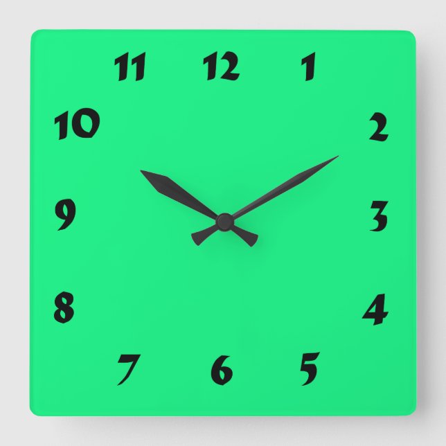 Changeable Numbered Bright Neon Green Clock (Front)
