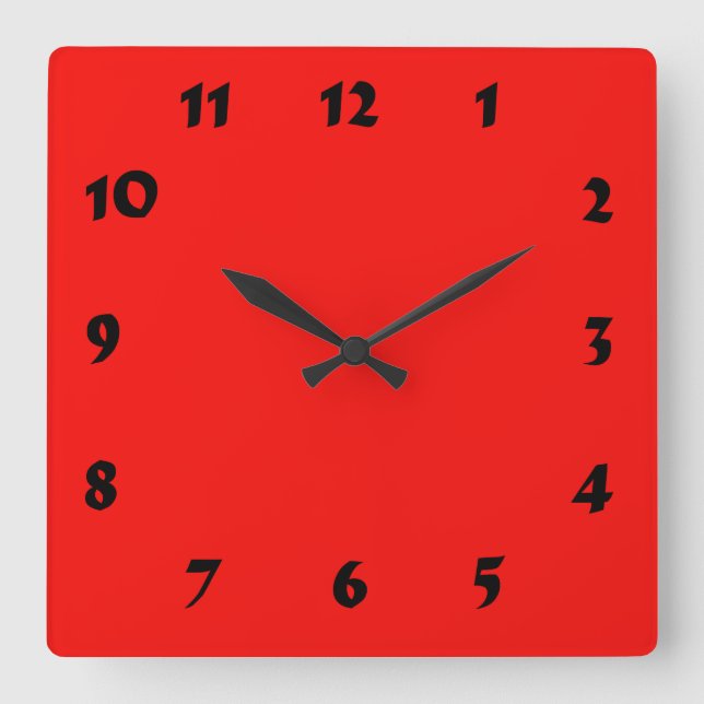 Changeable Numbered Neon Bright Red Clock (Front)