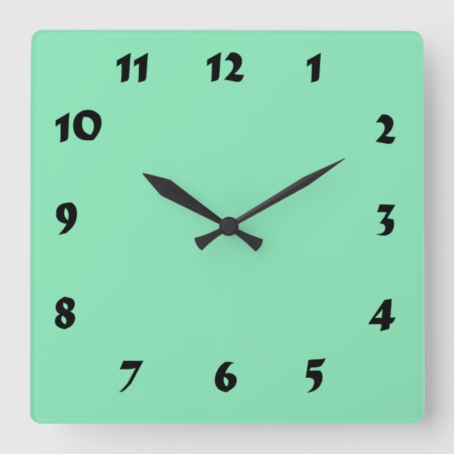 Changeable Numbered Pastel Mint Green Clock (Front)