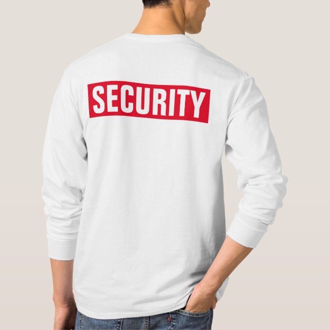 Changeable Text Mens Double Sided White Security T-Shirt (Back)