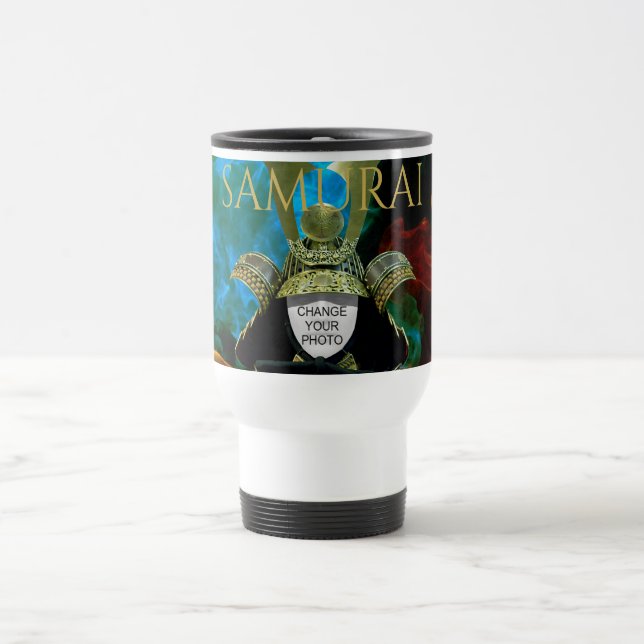 Changeable Your Photo, Samurai Helmet Travel Mug (Center)