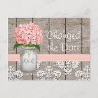 Changed the Date Monogram Pink Hydrangea Mason Jar