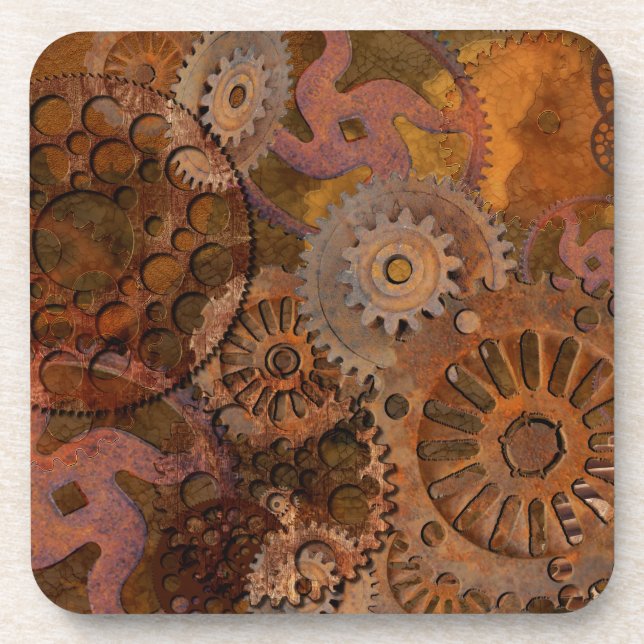 Changing Gear - Steampunk Gears & Cogs Coaster (Front)