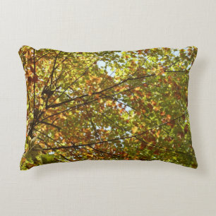 Changing Maple Tree Green and Gold Fall Colour Decorative Cushion