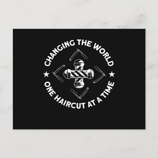 Changing The World Barber Beard Postcard (Front)