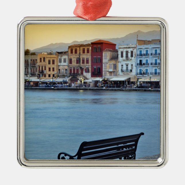 Chania at dusk, Chania, Crete, Greece Metal Tree Decoration (Front)