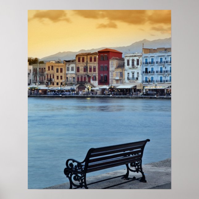 Chania at dusk, Chania, Crete, Greece Poster (Front)