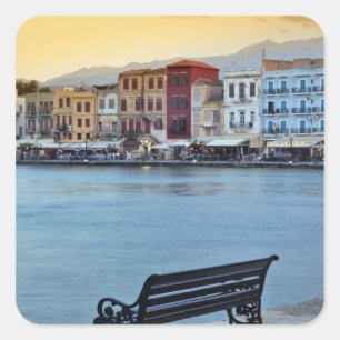 Chania at dusk, Chania, Crete, Greece Square Sticker