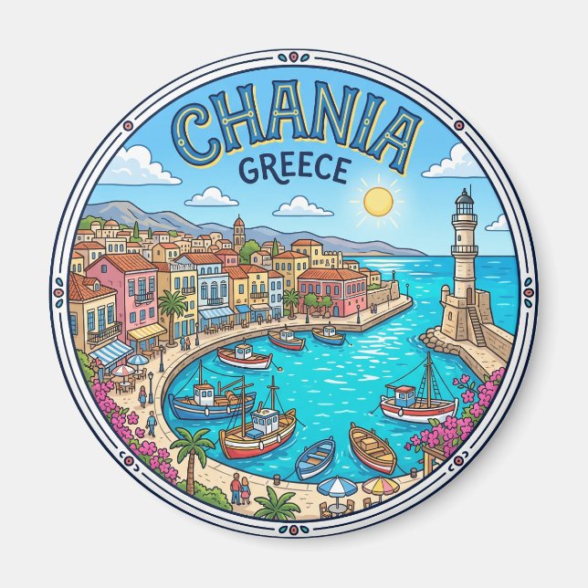 Chania Old Harbour Greece Magnet (Front)