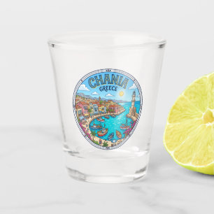 Chania Old Harbour Greece Shot Glass