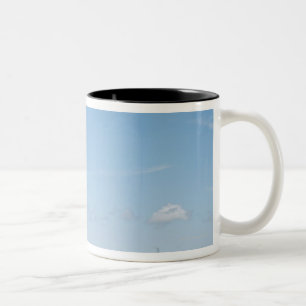 channel in harbour on a sunny day with blue sky Two-Tone coffee mug
