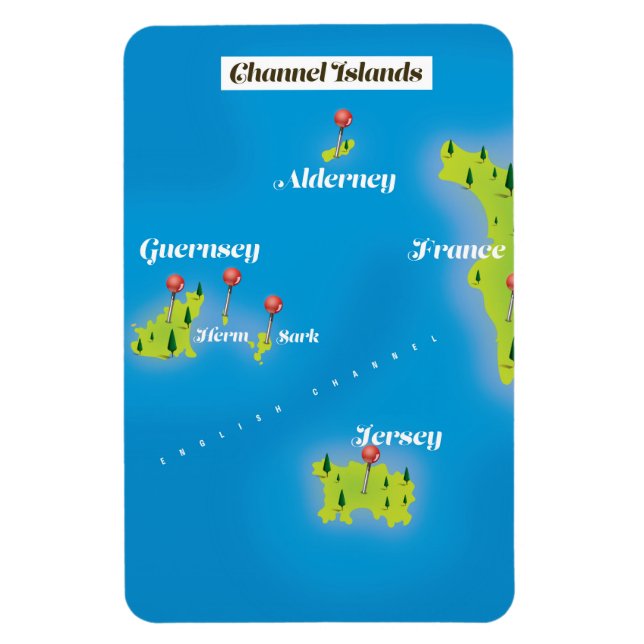 Channel Islands Map poster. Magnet (Vertical)