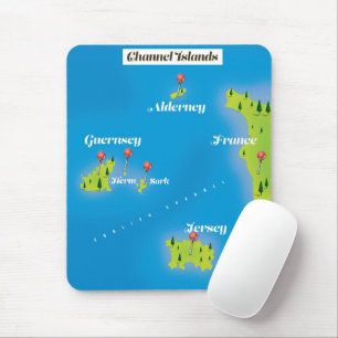 Channel Islands Map poster. Mouse Mat