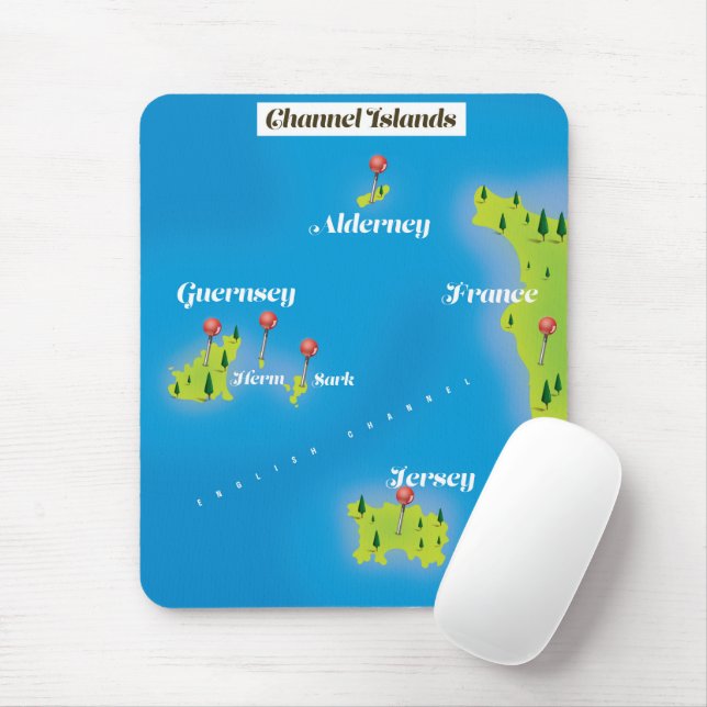 Channel Islands Map poster. Mouse Mat (With Mouse)