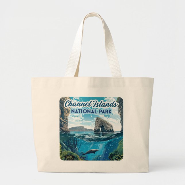 Channel Islands National Park California Ocean Large Tote Bag (Front)