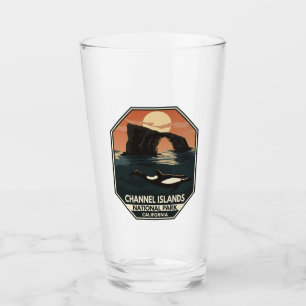 Channel Islands National Park Dolphin Retro Emblem Glass